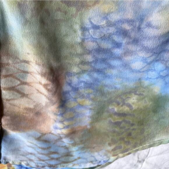Vintage Opal by Lorraine Wardy Sheer Green Blue & Yellow Artsy Button Down - Med - Picture 8 of 12